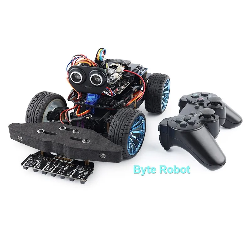 4WD Robot Car Ackerman Trolley MG996 Servo Steering Metal Chassis For Arduino Robot DIY Kit Ps2 Handle UNO Programmable Robot