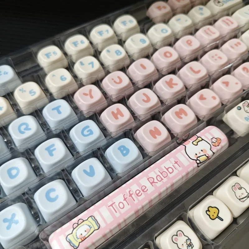 

Новые кейкапы в стиле «Кролик-конфетка», набор из 136 клавиш, милые мультяшные кейкапы MOA Height для механических клавиатур, аксессуары