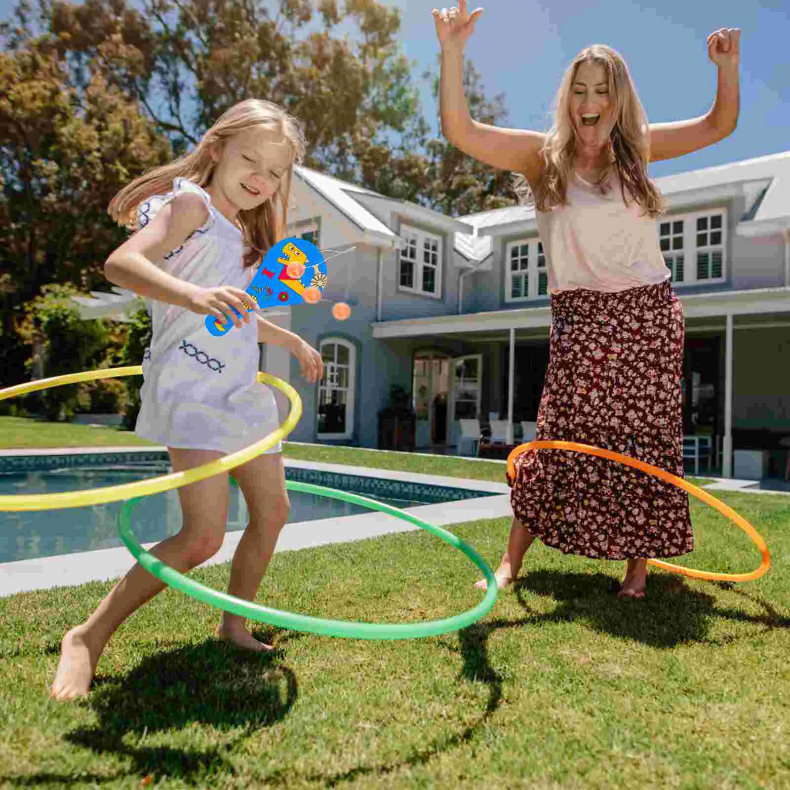 Raqueta de madera blanca para niños, juguete artesanal, pelota de paleta, manualidades creativas, pelotas de tenis de goma, juego educativo, deportes al aire libre, 6 uds.