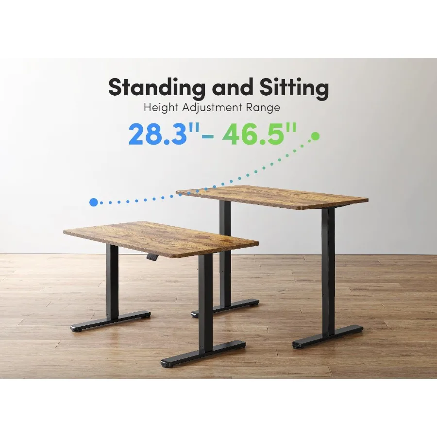Standing Desk 55 × 24 Inches Electric Height Adjustable Sit Stand Up Desk Home Office Desk with Splice Board Black Frame/Rustic
