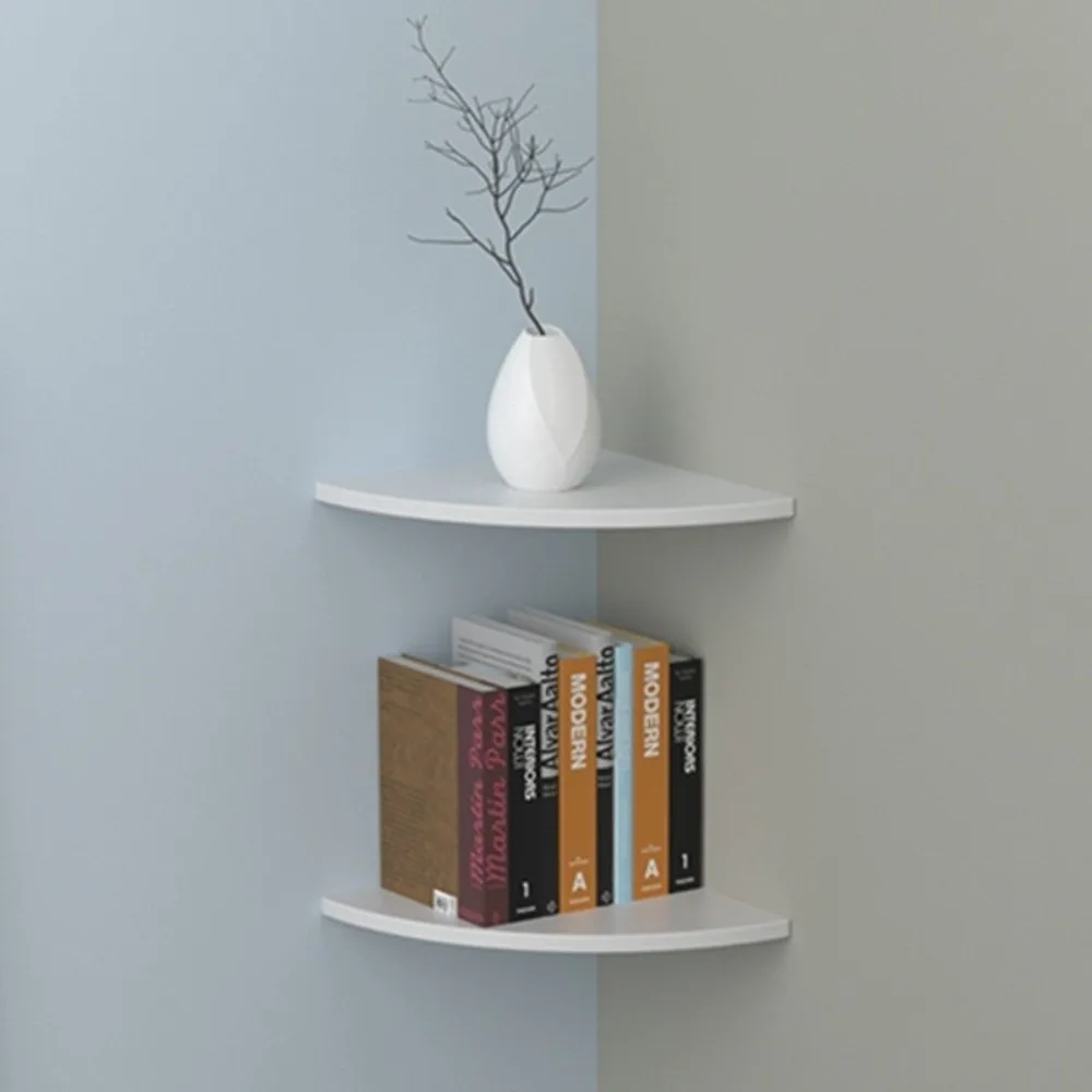 PVC Floating Corner Shelf Quarter Circle Wall Mount Wall Corner Storage Rack Multifunctional Home Floating Shelves Kitchen