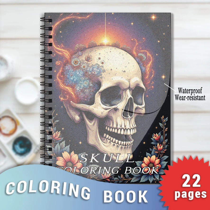 Adult Skull Coloring Book 8.3x11.2 inches 22 Pages Stress Relieving Creative Art