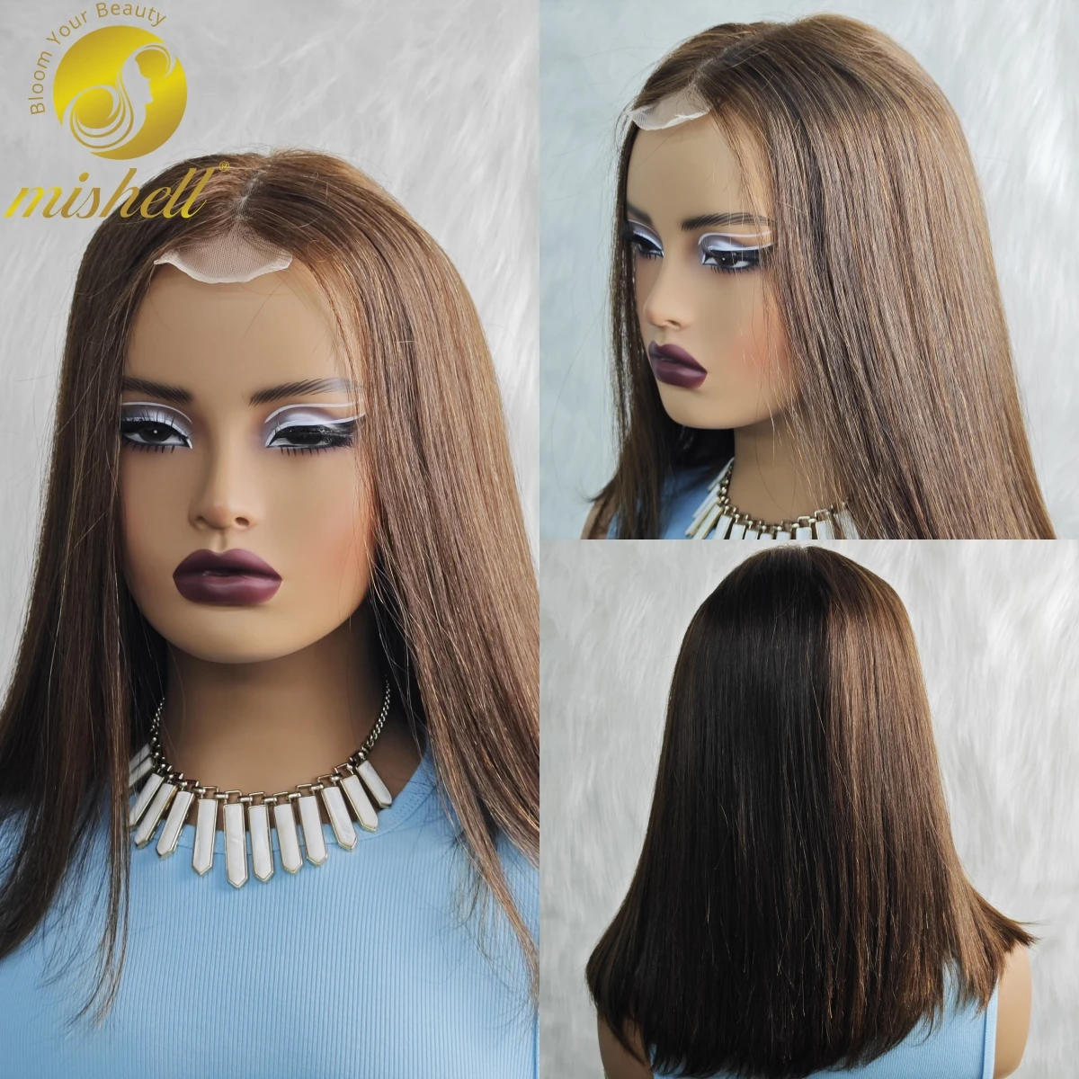 

Chocolate Brown 200% Density Short Straight Human Hair Bob Wigs Virgin Hair Transparent 2x6 Lace Wigs Brazilian Remy Hair Wigs