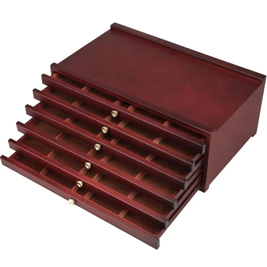 

6drawer Wood Artist Supply Storage Box, Portable Beechwood Multifunctional Pencil Brush Organizer Wood Box with DrawerampCompart