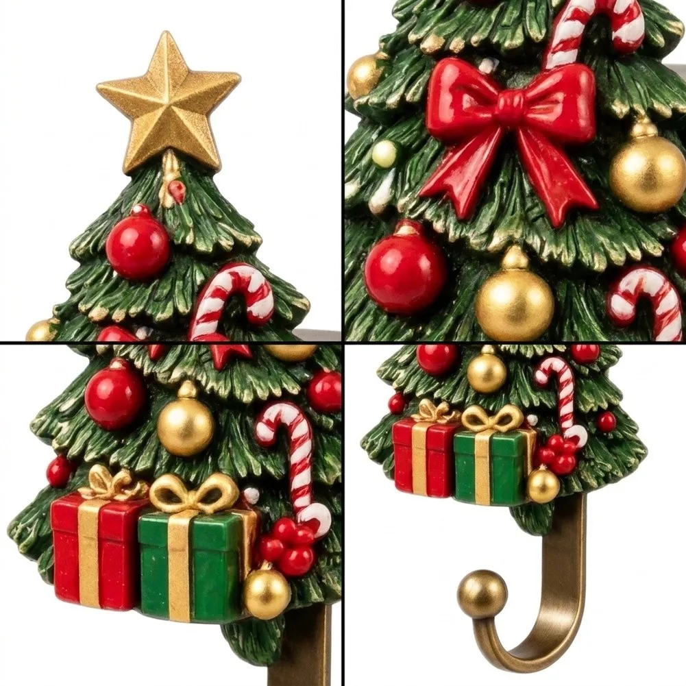 Reusable Christmas Stocking Holder For Fireplace Mantle - For Durable Resin Hook With Fun Character For Seasonal Ornaments