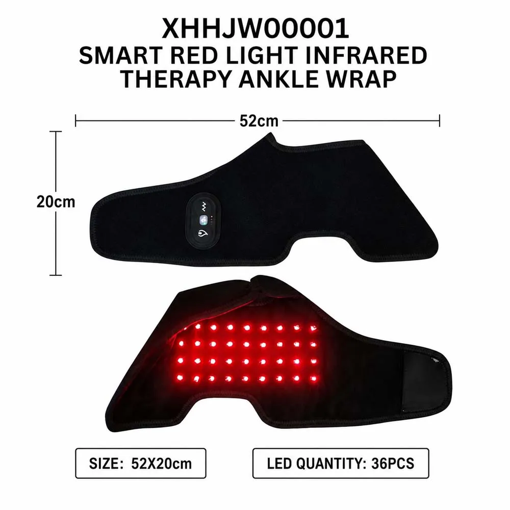 660nm 850nm LED Therapy Heated Ankle Massage Belt Wireless Electric Infrared Light Therapy Wrap for Foot Ankle