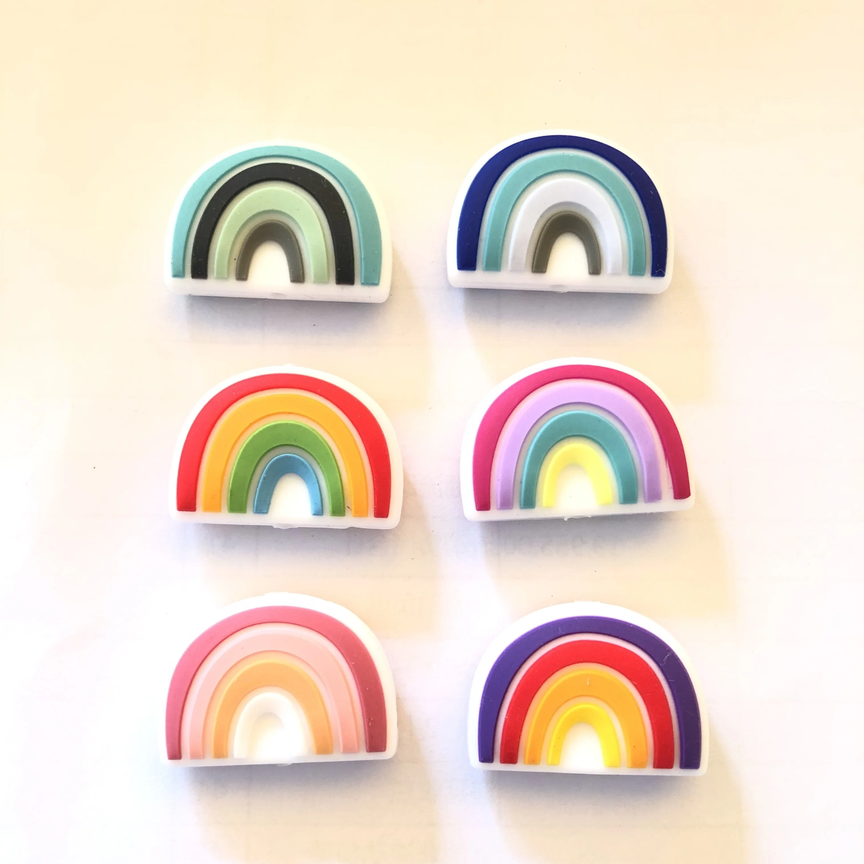 6Pcs Colorful Rainbow Silicone Beads Focal Loose Beads For DIY Beaded Pen Bracelet Necklace Jewelry Making Supplies