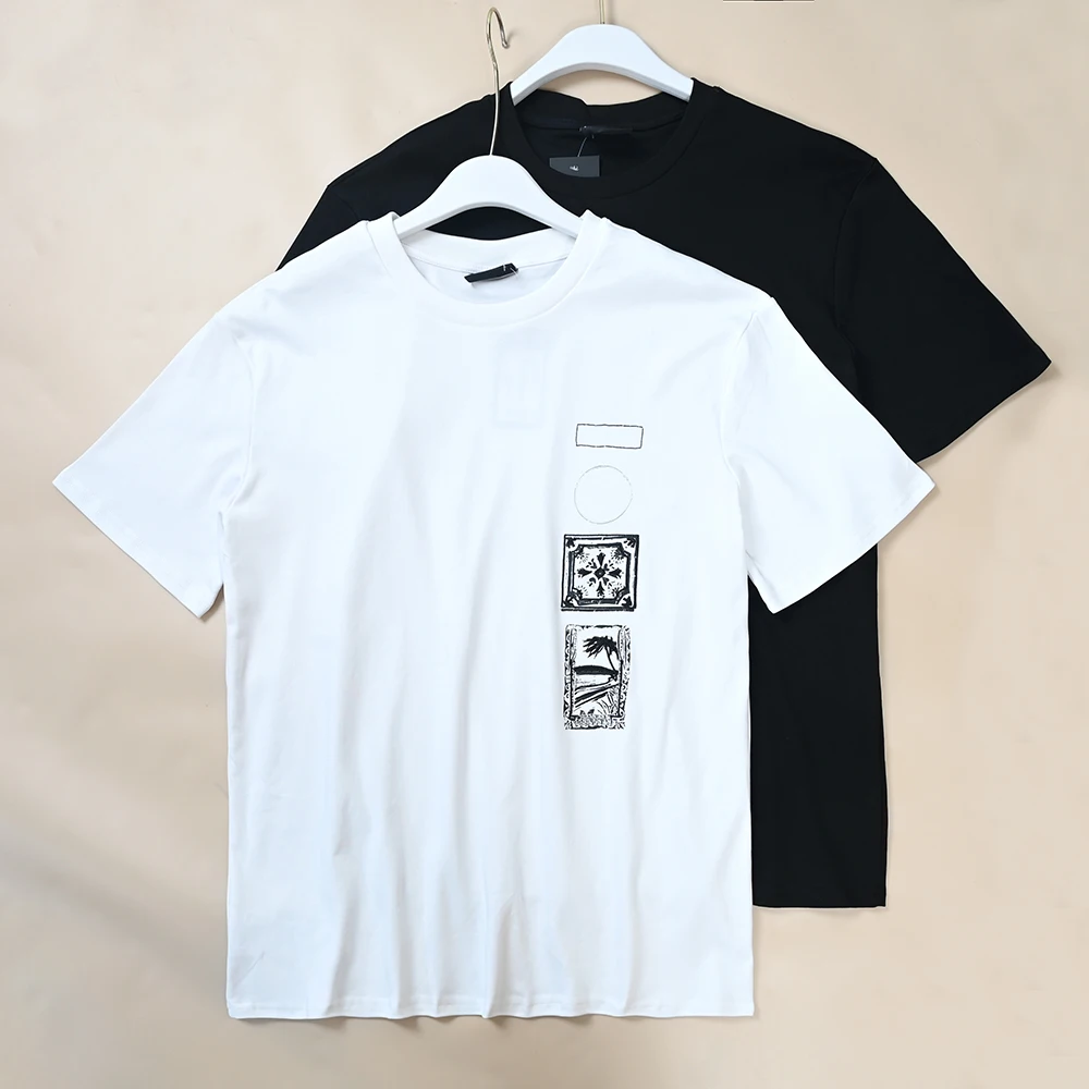 

Men's Summer Cotton Short Sleeve T-shirt round Neck Casual Versatile Embroidered Print Comfortable Breathable Standard Fit