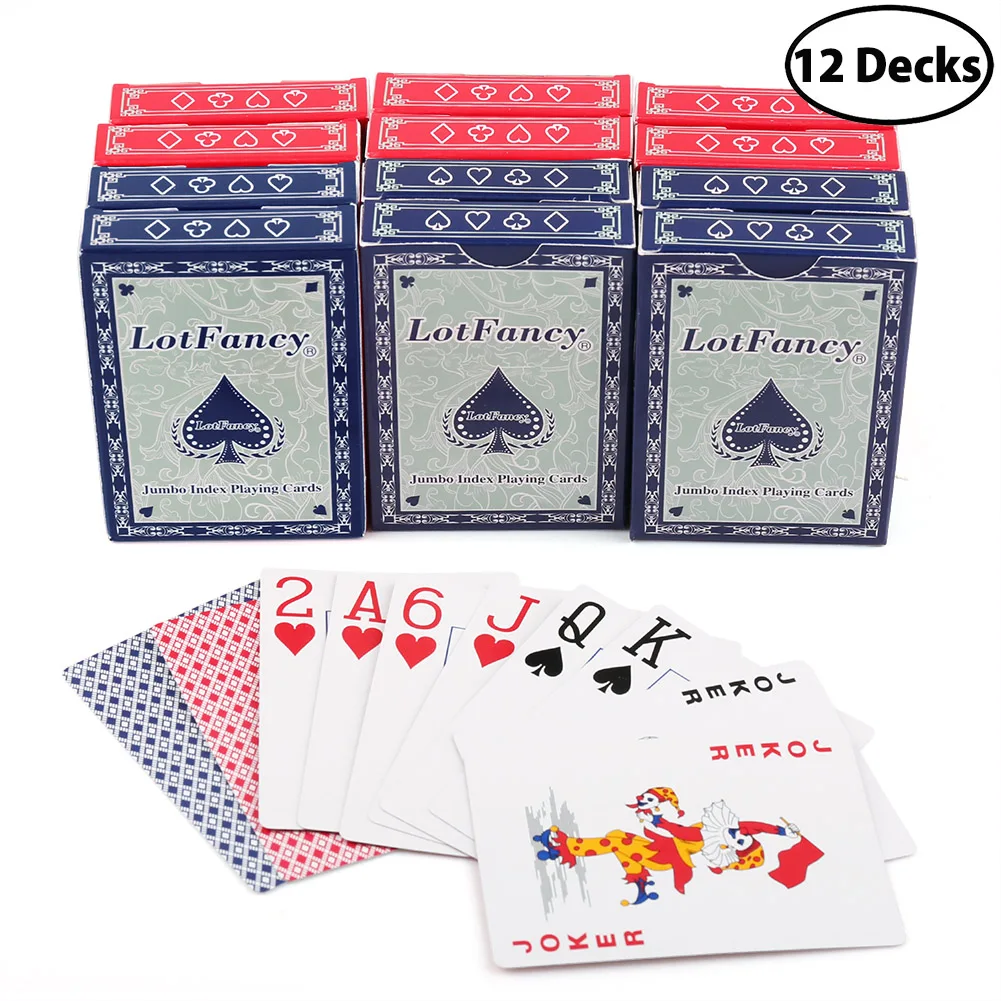 12 Decks Poker Size Jumbo Index Playing Cards for adults elder Board Game