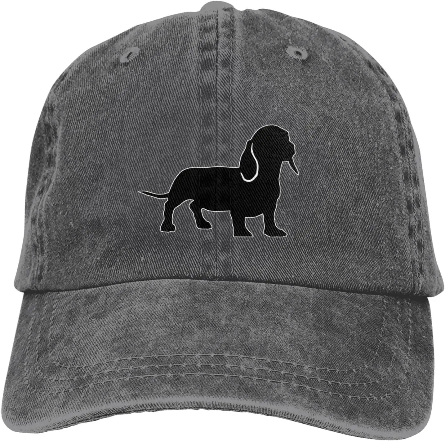 

Бейсбольная кепка с силуэтом таксы, винтажная стираная регулируемая полиэстеровая повседневная шляпа от солнца унисекс