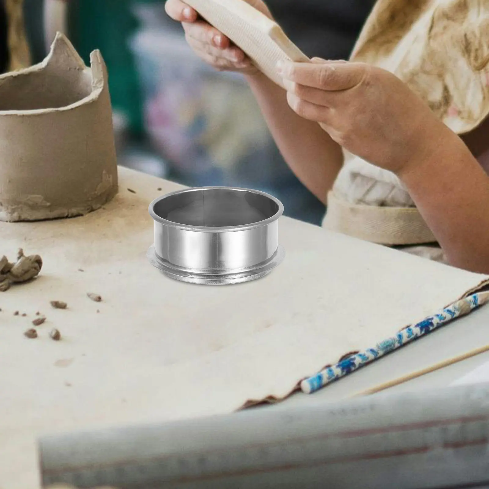 Stainless Steel Round Glaze Sieve 11Cm Portable Fine Mesh Filter Paint Strainer Ceramic Clay Pottery Tool Fine Mesh Strainer