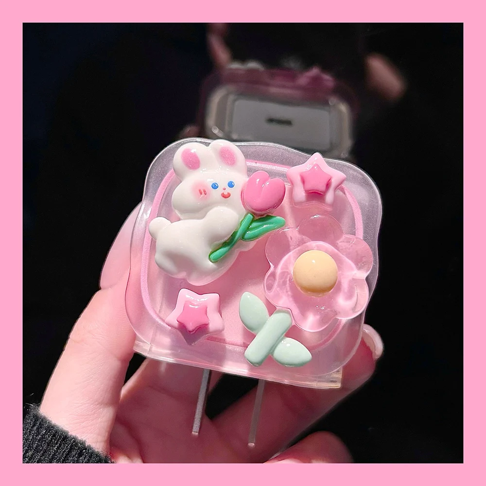 Cartoon Rubbit Flower Charging Cable Protective Case For iPhone 18W/20W Charger Data Cable Anti-break Charger Protective Rope