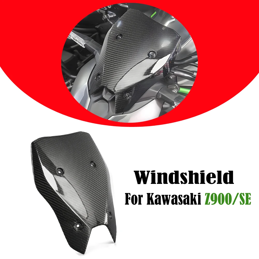 

Motorcycle Windscreen Windshield Air Deflector Accessories Carbon Fiber Material For Kawasaki Z 900 z900 Z900SE Z900 SE 2025