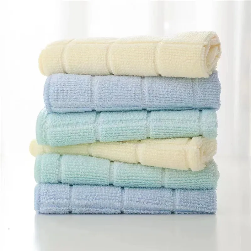 

1Pc 30x30cm Degreasing Microfiber Checkered Scouring Pad Absorbent Towels Kitchen Knitted Cleaning Cloth