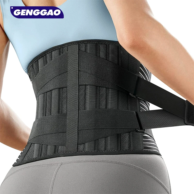 Back Brace for Men Women,Lower Back Pain Relief with 6 Stays,Waist Lumbar Lower Back Support Belt with Dual Adjustable Straps