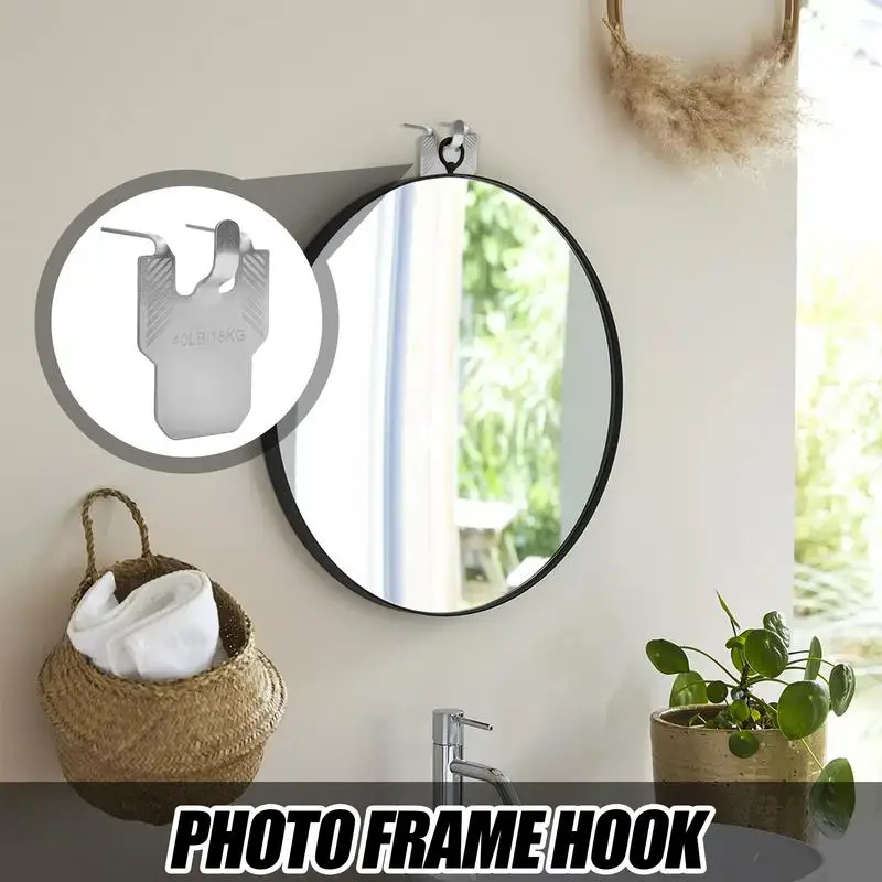 Crochets de cadre photo, crochets muraux antirouille sans endommager pour images, supports métalliques pour graphiques, bannières, miroirs, affiches, œuvres d'art