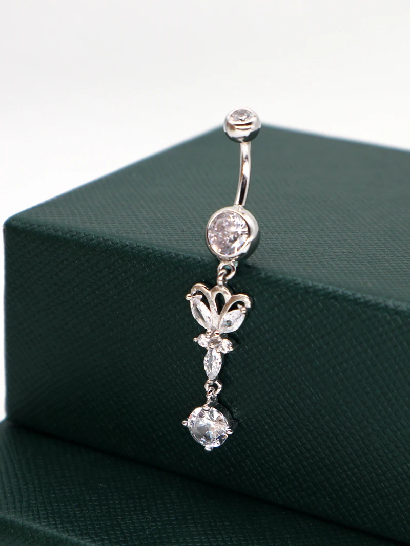 MIQIAO Butterfly Belly Button Piercing Genuine 925 Sterling Silver Belly Ring Rod Length 12MM Female Body Jewelry New Arrival