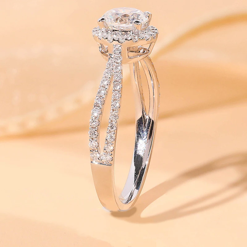 Huitan Elegant Round Cubic Zirconia Silver Color Wedding Rings for Women Eternity Marriage Engagement Accessories Hot Jewelry