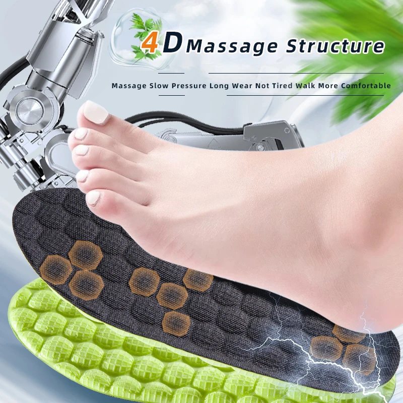 1 par de plantillas deportivas de látex verde para desodorización, absorción del sudor y soporte para el arco