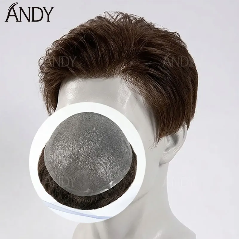 

0.03-0.04mm NG Clearance Thin Skin Toupee Capillary Prothesis Hair Piece For Men Hair Replacement System V Loop Men Toupee