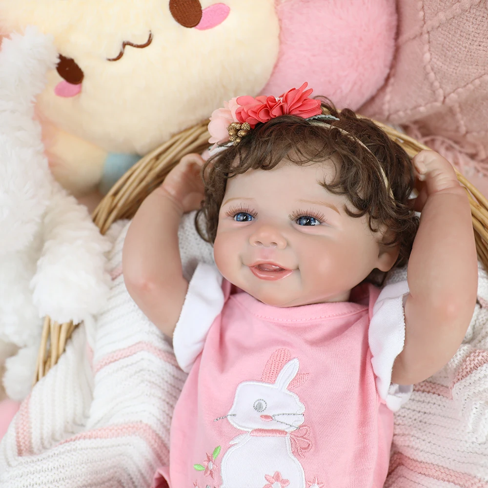 19-Zoll-Reborn-Babypuppen für Mädchen, voller Silikon-Vinyl-Körper mit 3D-Haut, handbemalt, sichtbare Adern, lebensechte Puppe, Weihnachtsspielzeug, Geschenke