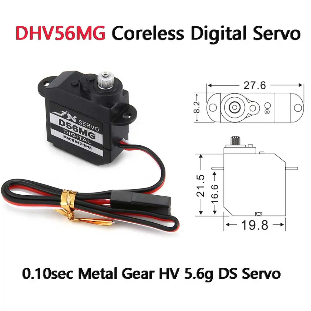 JX DHV56MG 1.2kg RC SERVO Digital Coreless 0.10sec Metal Gear Servo For RC Car Robot Airplane Aircraft Drone RC Model DIY