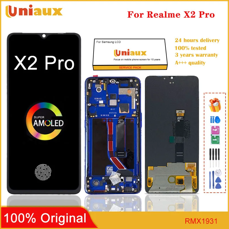 

6.5" Original AMOLED For Realme X2 Pro LCD Display RMX1931 LCD Touch Screen Digitizer Replacement For Realme X2Pro LCD Screen