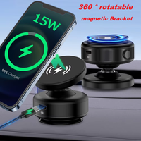 Car Magnetic Vacuum Phone Holder 360° Swivel Wireless Charging Bracket Dashboard Support GPS in Car For iPhone 14 15 Samsung