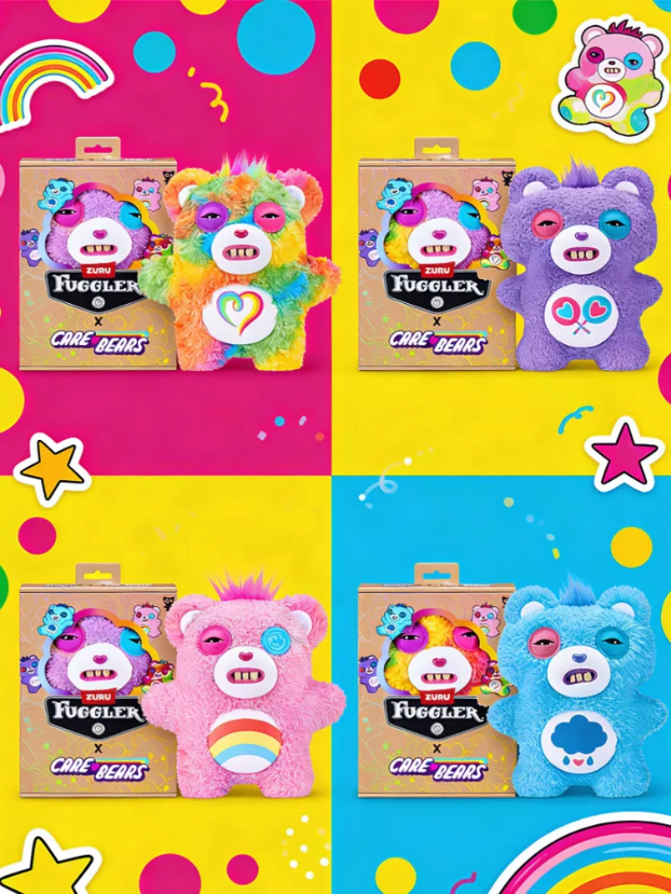 

9.05in Gothic Punk Care Bears Plush Dolls Colorful Rainbow Stuffed Toys For Teens Room Decor