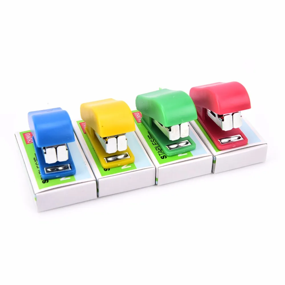 JETTING Mini Stapler Candy Solid Color Plastic Fastener Paper Stapler Manual Stapler No. 10 Staples Set Random 1set Stapler