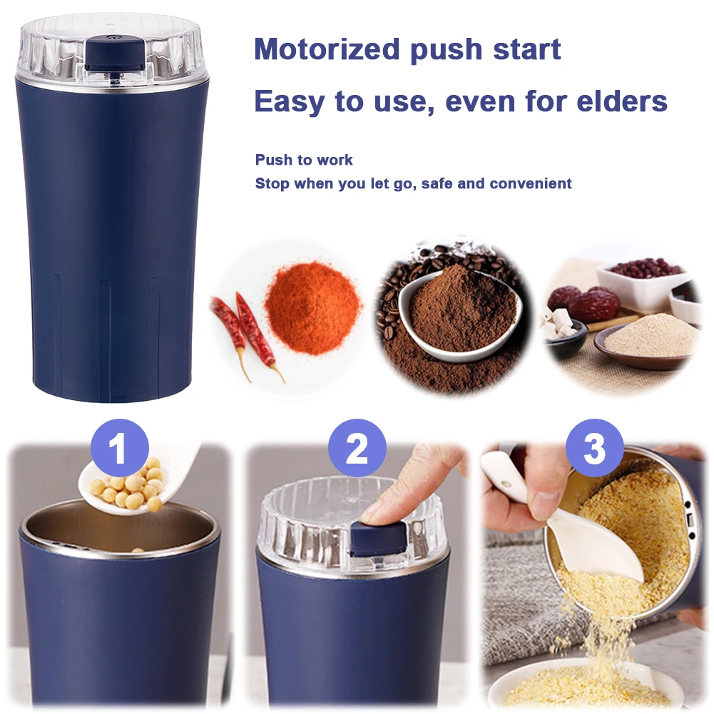 Electric Grinder One Touch Coffee Grinder Small Portable Grinder Coffee Bean Grinder Herb Spice Grinder for Spices Nuts