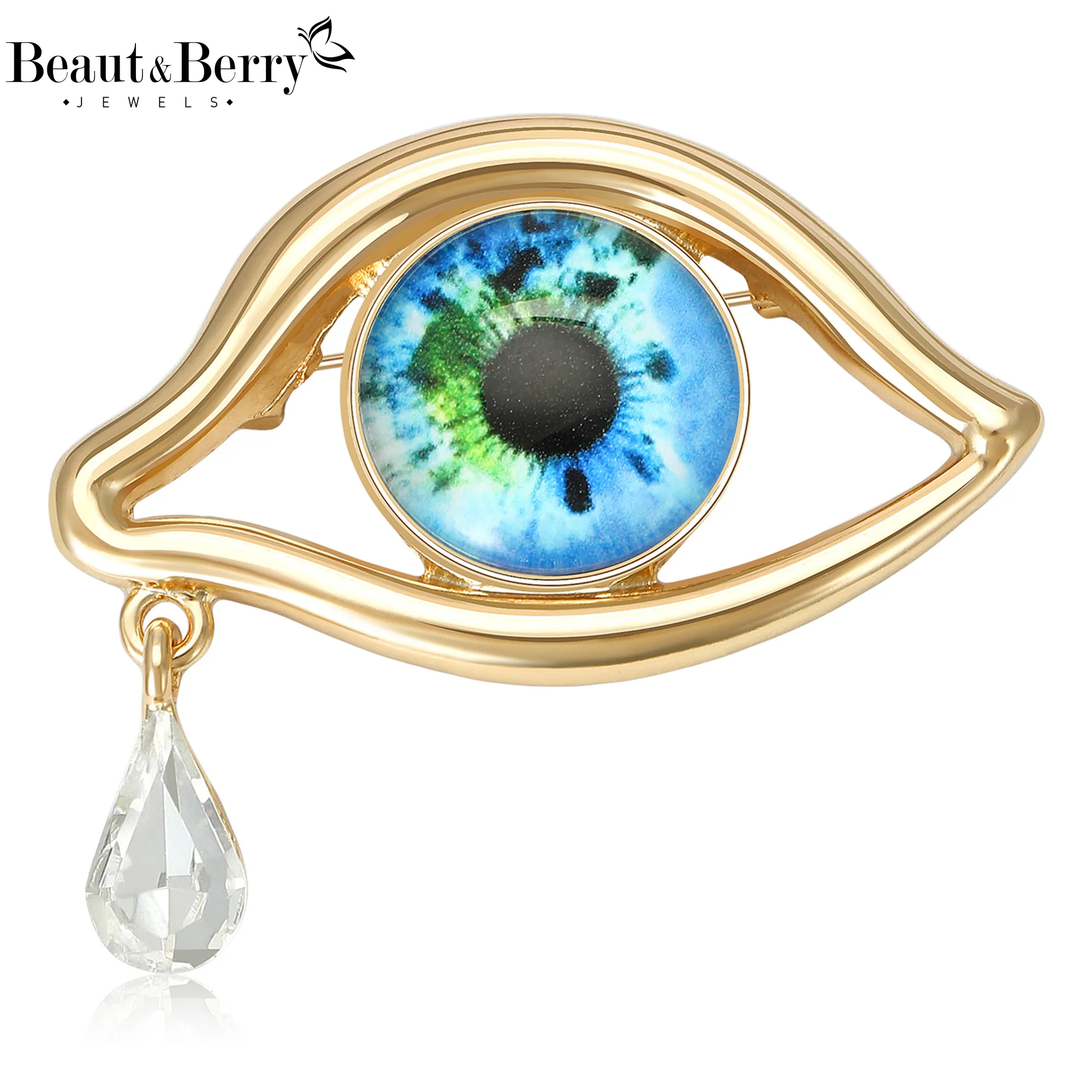Beaut&Berry Luxury Pendant Eyes Brooches for Women Unisex Creative Pins Casual Party Accessories New Year Gifts Friends