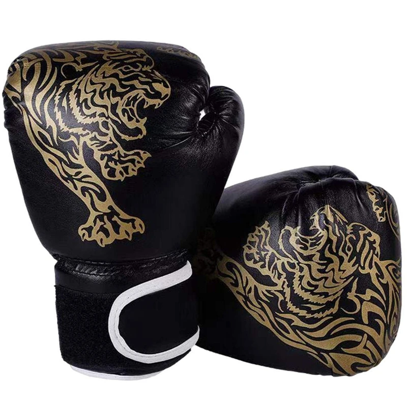 Tiger Pattern Boxing Gloves Breathable PU Leather Fighting Gloves Children Boxing Training Kickboxing Gloves for Home Sport