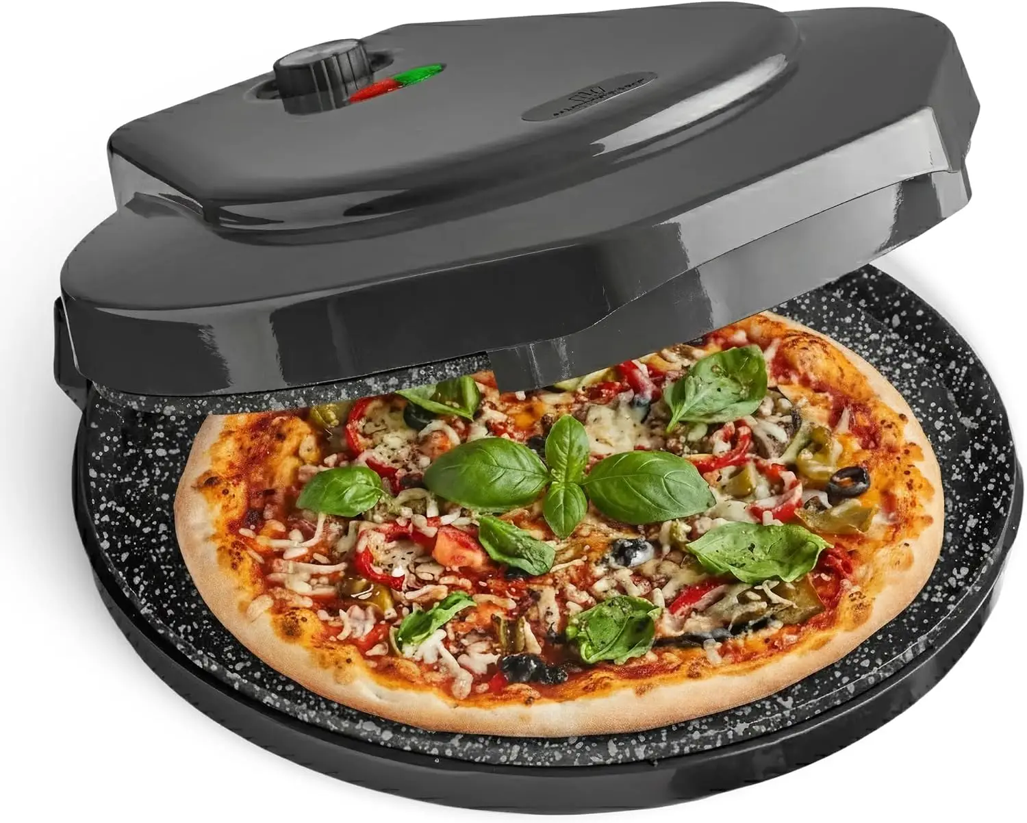 Indoor Electric Pizza Oven, 1450-Watt Countertop Pizza Maker, Mini Oven with 12-Inch Ceramic Non-Stick Plate, for Crepes, Pancak