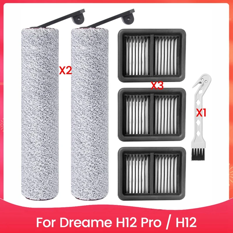 

For Dreame H12 Pro / H12 Dual Cordless Wet And Dry Vacuum Cleaner Roller Brushes HEPA Filters Replacement Parts