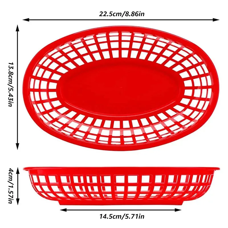 6/12/24Pcs Fast Food Baskets, Plastic Serving Tray for Deli Chicken Burgers Sandwiches Fries - Foodservice / Restaurant Supplies