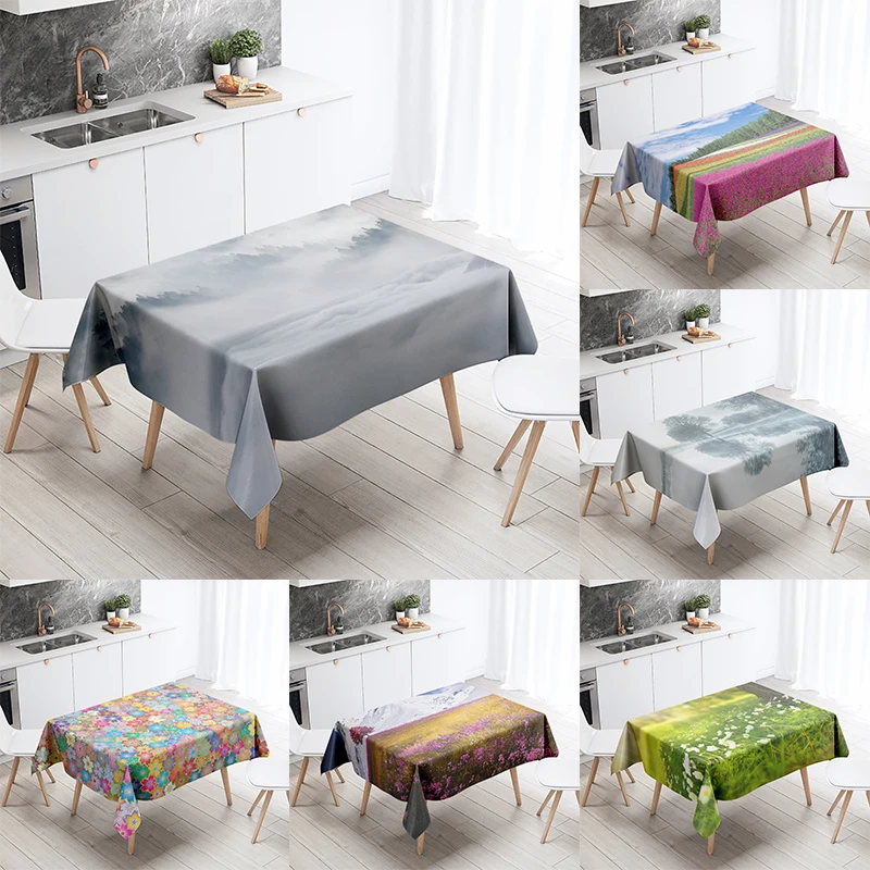 

Natural World Landscape Tablecloth Sunset Tablecloth Stain Resistant Waterproof Rectangular Kitchen Dining Table Home Decor