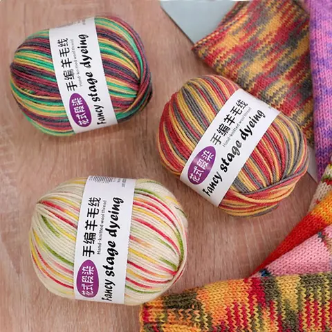 50g/Cotton Milk Roll Knitted Scarf Hat Handmade Sweater Colored Dyed Yarn Gradient Milk Cotton Crochet Knitted Baby Wool DIY Hat