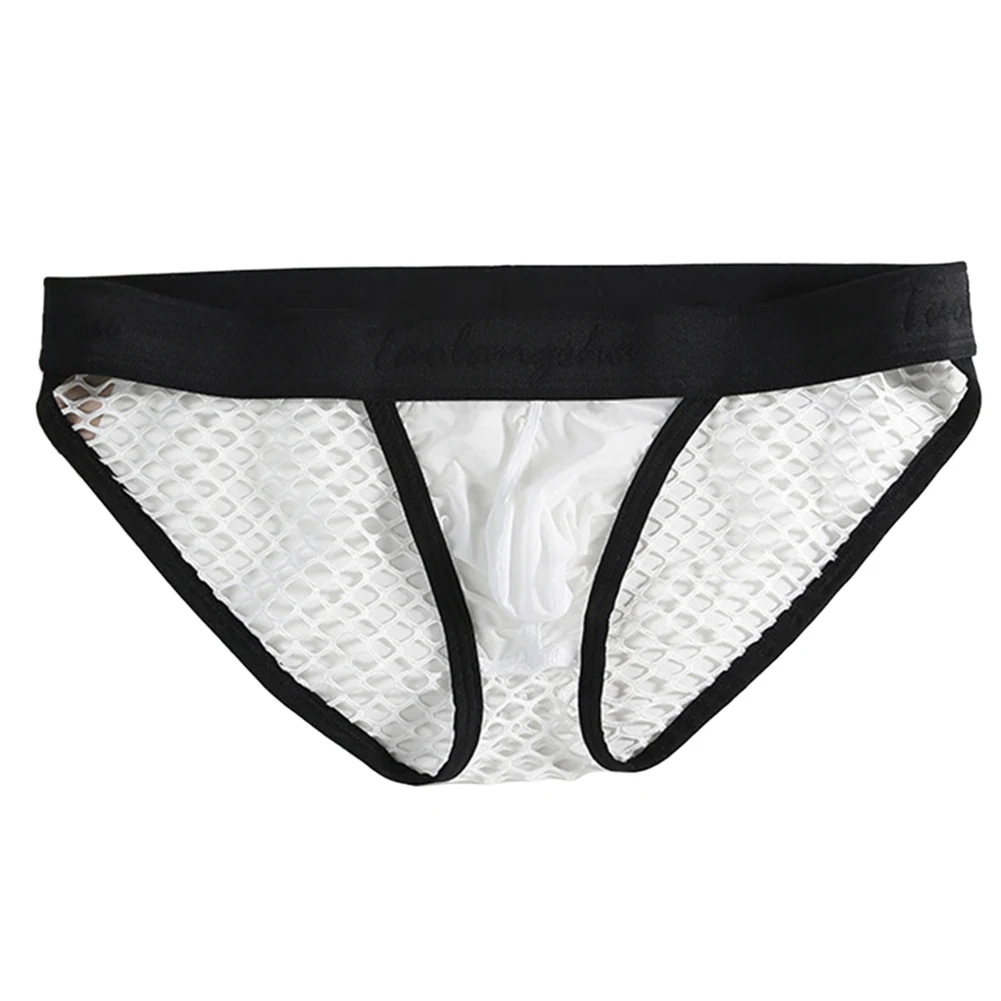 

Sexy Lingerie Men See Through Trunks Low Waist Briefs Ultra-thin Fishing Net Underwear Panties Sissy U Convex Pouch Underpants