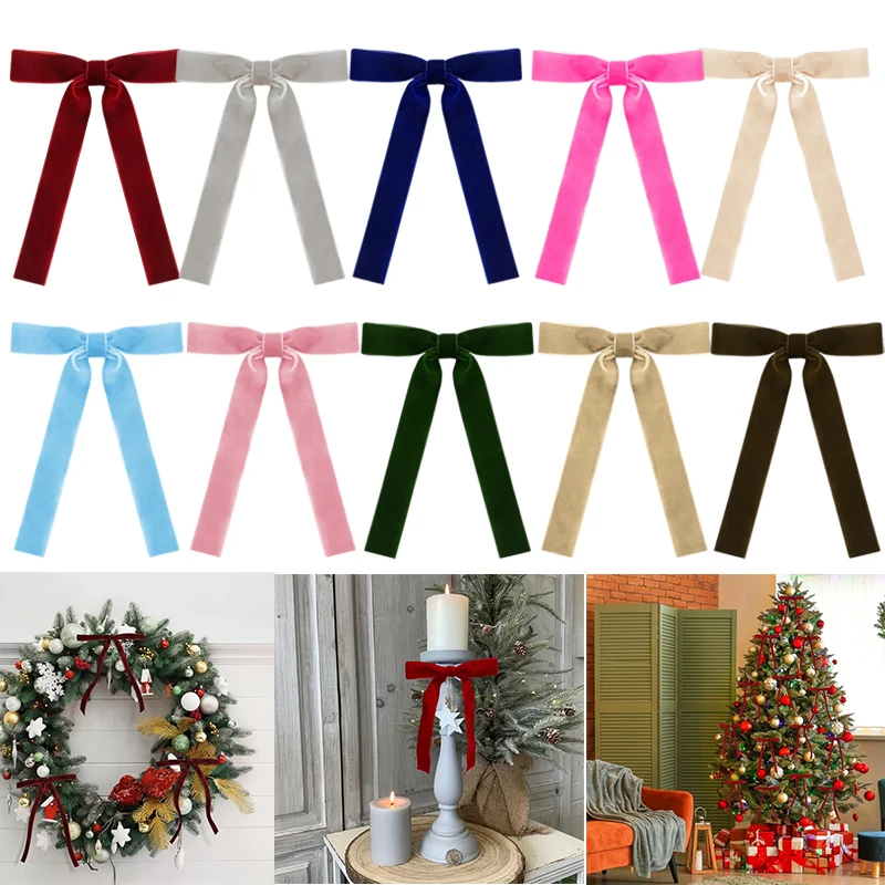 

6/12pcs Christmas Bow Decoration Velvet,DIY Crafts, Ideal for Gift Wrapping and Rustic Christmas Decorations/decoracion Navidad