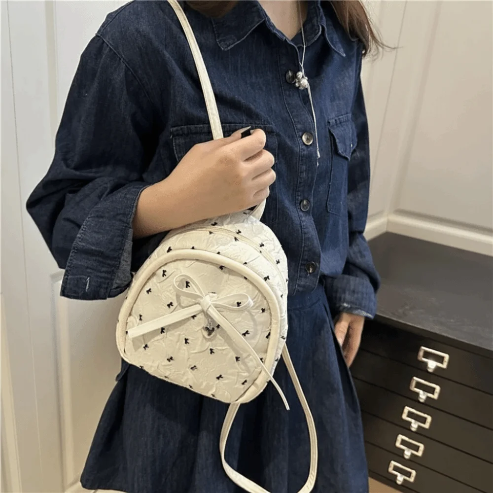 New Sweet Backpack Print Design Small Size Handbag Trendy Bow Shaped Bag Summer Season