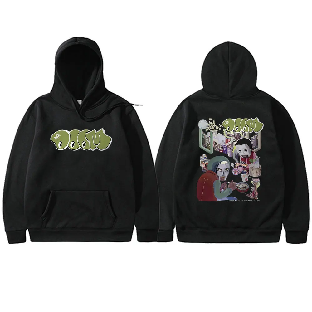 Rapper Mf Doom MM Hoodie grafis dua sisi makanan Pria Wanita Fashion Hip Hop bertudung Tracksuit pria Hoodie lengan panjang ukuran besar