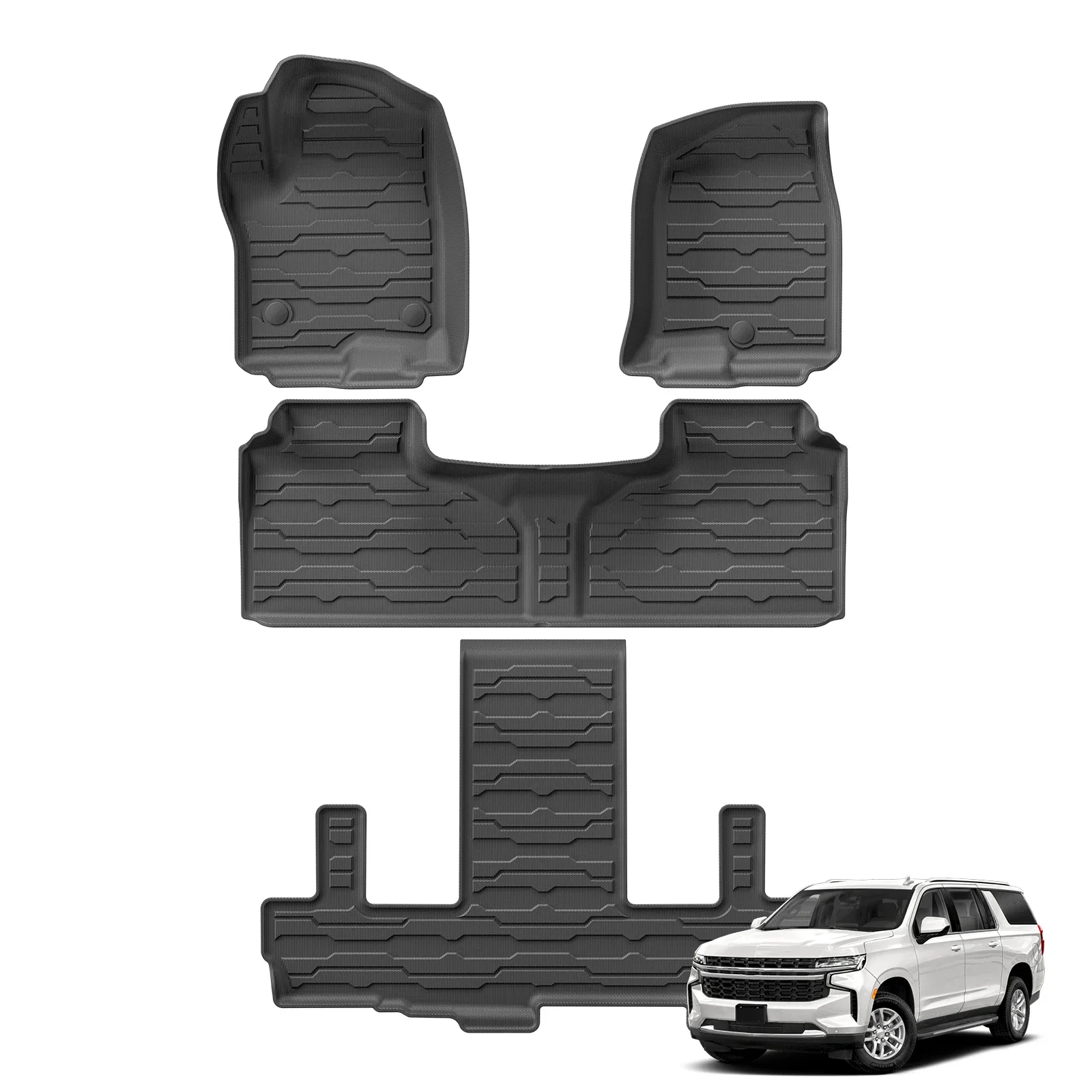 LUCKEASY for Chevrolet Suburban/GMC Yukon XL 2021-2024 Car Floor Mats Cargo Liner Trunk Mat Left Hand Drive Only for 7 Seats