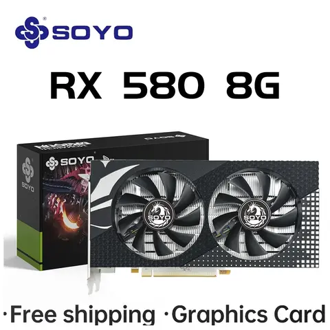 SOYO RX580 8G Graphics Cards AMD Radeon GDDR5 Memory Video Gaming Card RX 580 for Desktop Computer Components