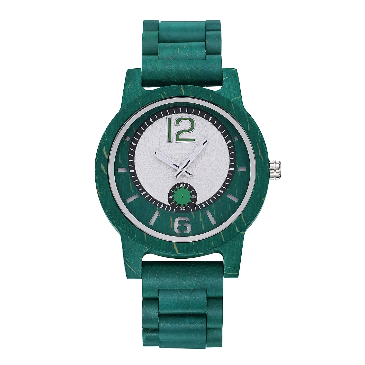 Mens Wristwatch Oversize Solid Wood Dial Chronograph Multi Function Quartz Daily Fashion Timber Watch
