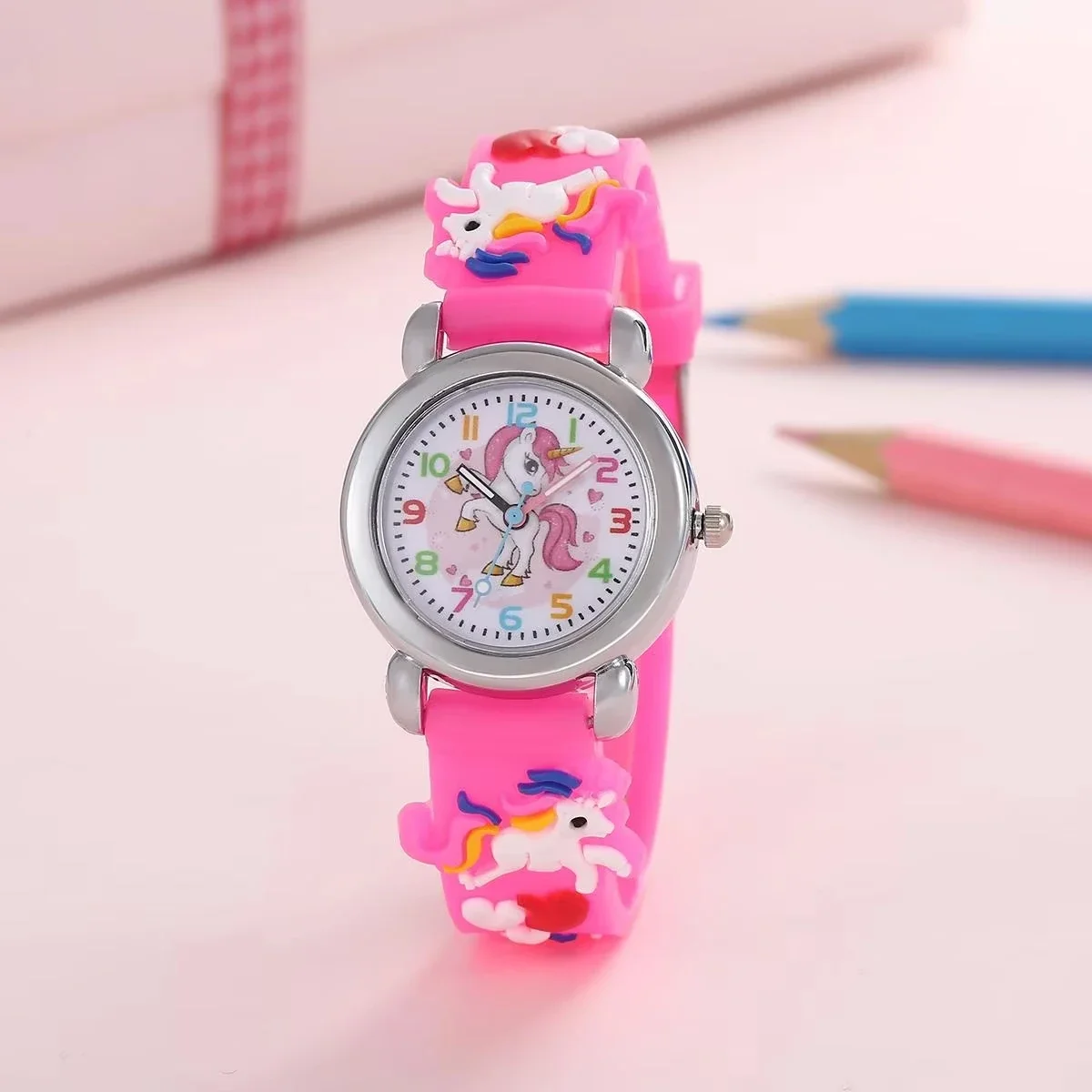 1pcs Fashion Color Cartoon Unicorn Student Children's Watch Quartz Watch Electronic Watch