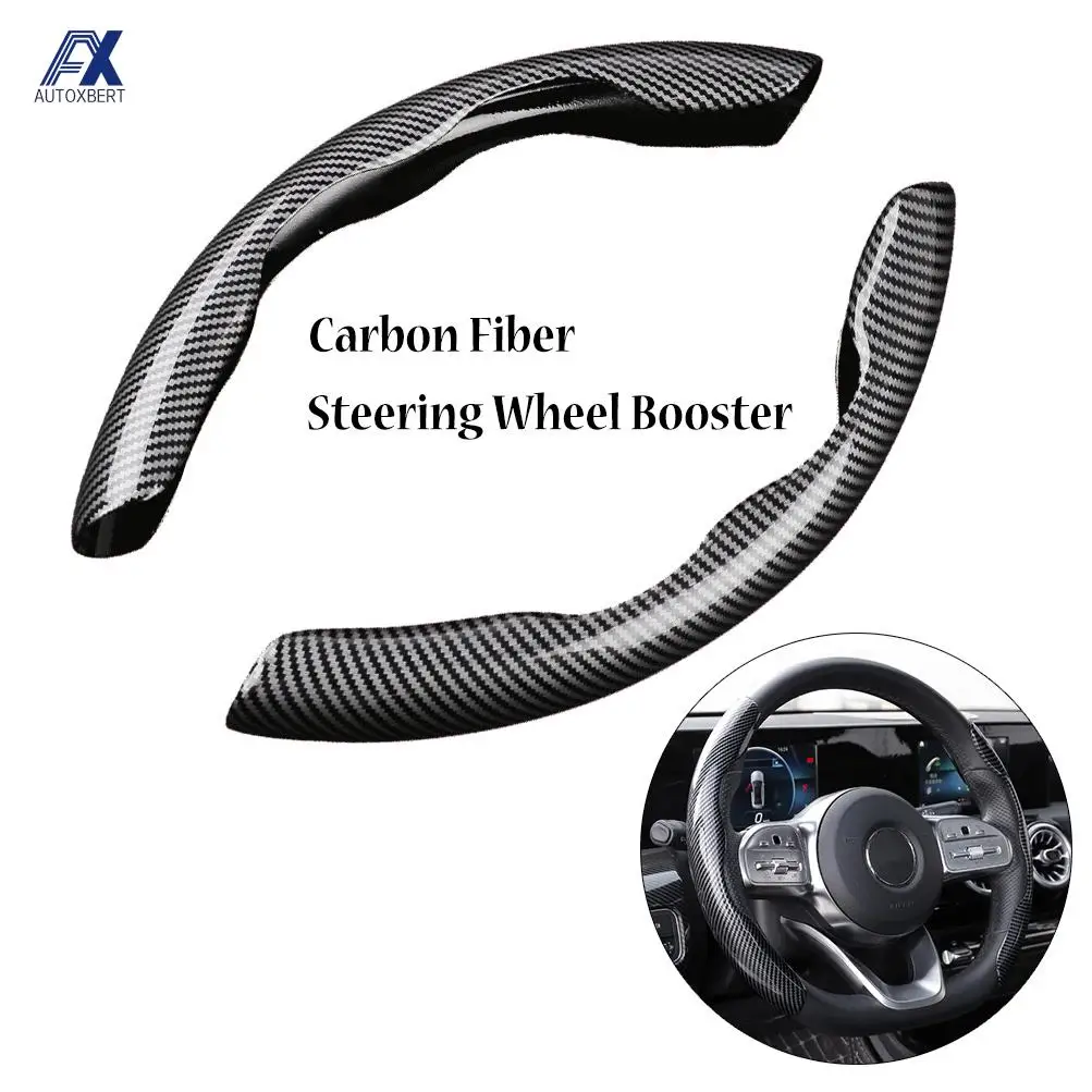 

1Pair Car Steering Wheel Cover 38cm 15Inch Anti Slip Carbon Fiber Black Steering Wheel Booster for Decoration Car Accessories