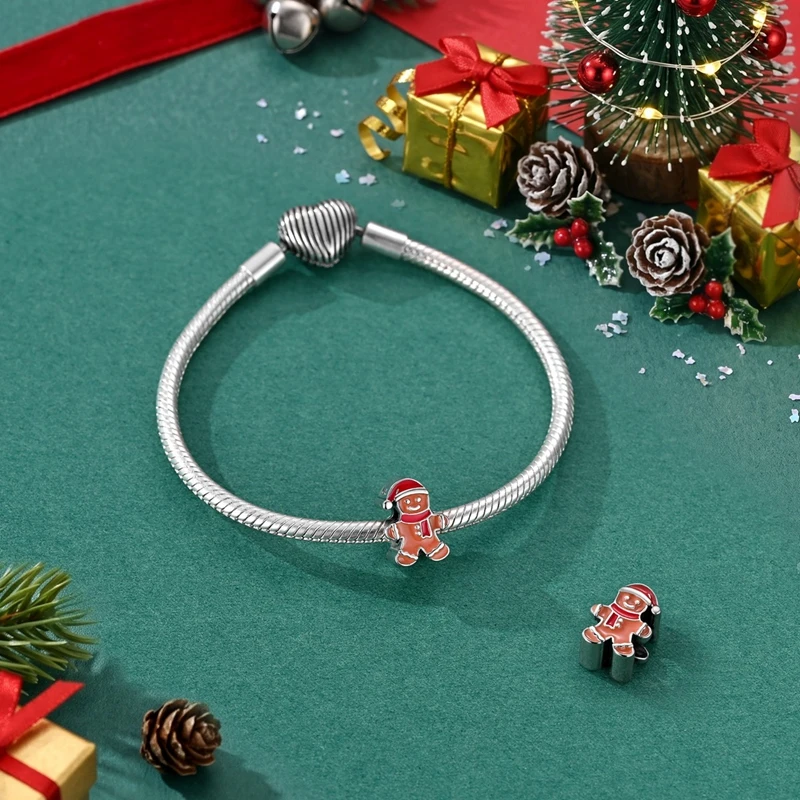 Fit Original Bracelet 925 Sterling Silver Charms Bead CZ Zircon Twisted Egg Reindeer House Christmas Series Dangle DIY Jewelry