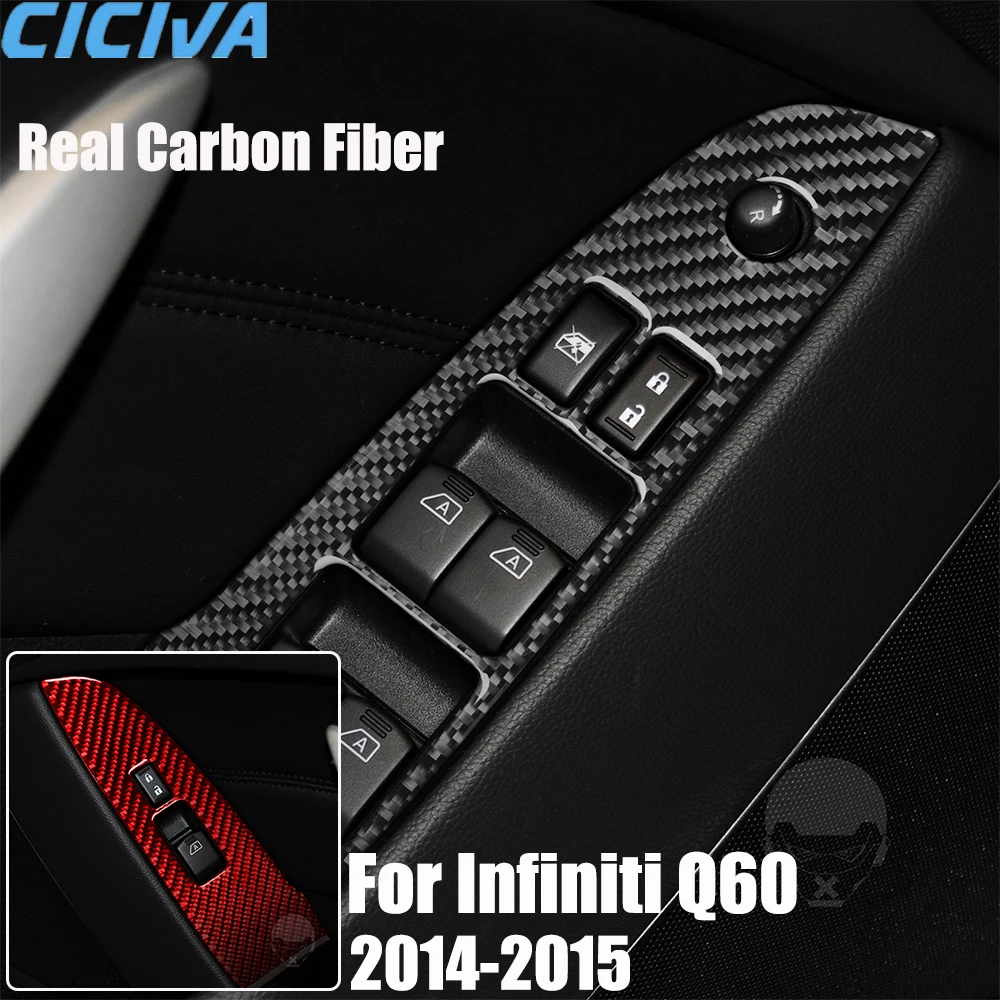 

Автомобильные аксессуары из настоящего углеродного волокна, подъем окна для 2-дверной декоративной накладки, мягкая наклейка для Infiniti Q60 2014-2015