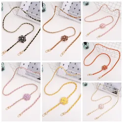 Anti-lost Crossbody Phone Chain Diagonal Leather Phone Case Hanging Phone Charm Camellia Phone Neck Straps Phone Accessories